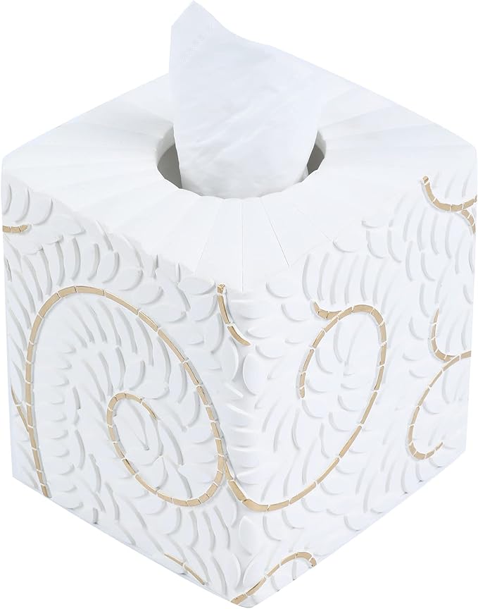Hymmah Modern Square Tissue Box Cover Holder, Bathroom Accessories Decor Unique - Image 2