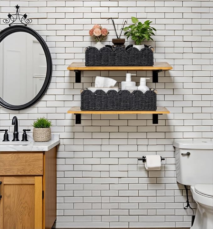 CubesLand Toilet Paper Storage Basket, Scalloped Edge Shelves Basket - Image 2