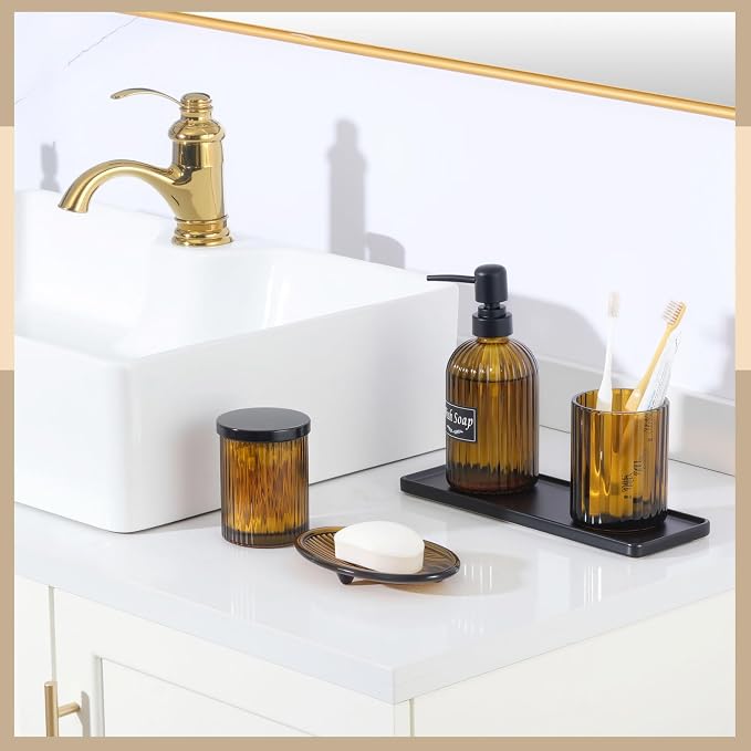 Shinowa Bathroom Accessories Set, Toothbrush Holder, Q-Tips Holder, Soap Dish - Image 2