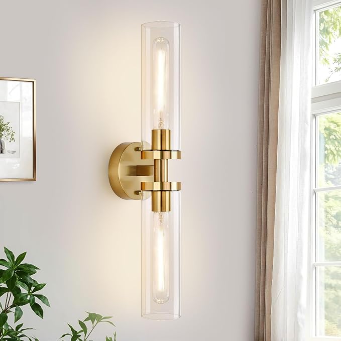 Brushed Gold Wall Sconces, Hardwired Bathroom Sconces Wall Lighting by Indoibrightenyourbathroom