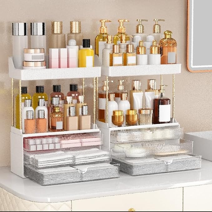 2 Pack Bathroom Counter Organizer by shoeboxesanddeskorganizers