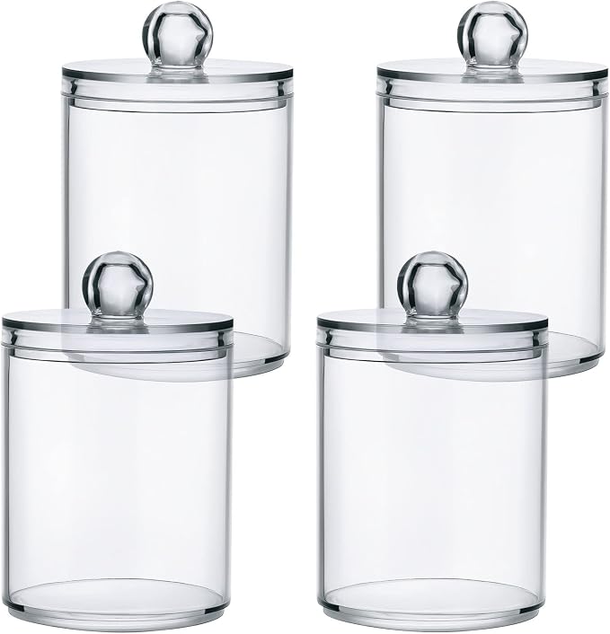 White Qtip Holder Organizer Dispenser Cotton Swabs Cans Plastic Jars - Image 2