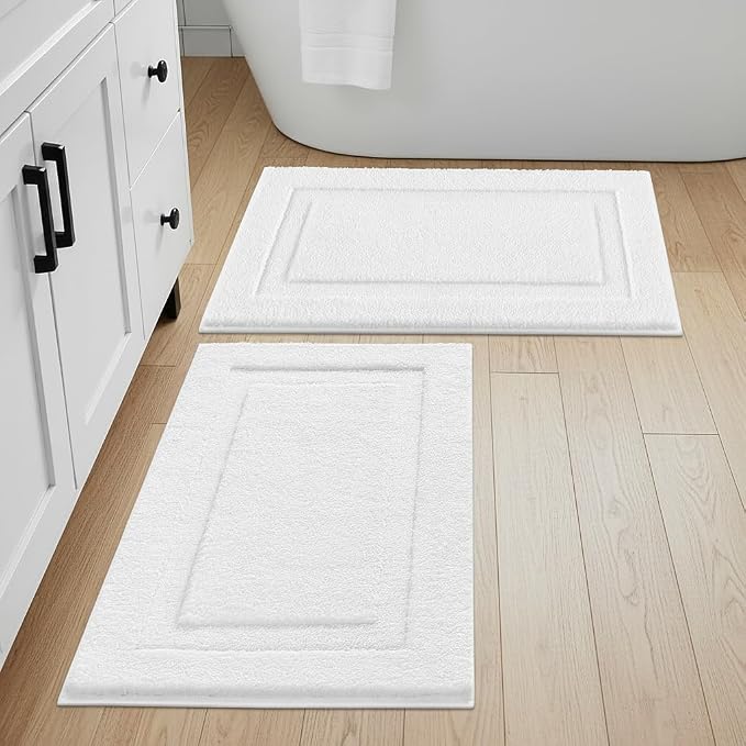 SHACOS Soft Fluffy White Bath Rugs Mats Set of 2 Pieces 16x24 + 20x32 inch - Image 7