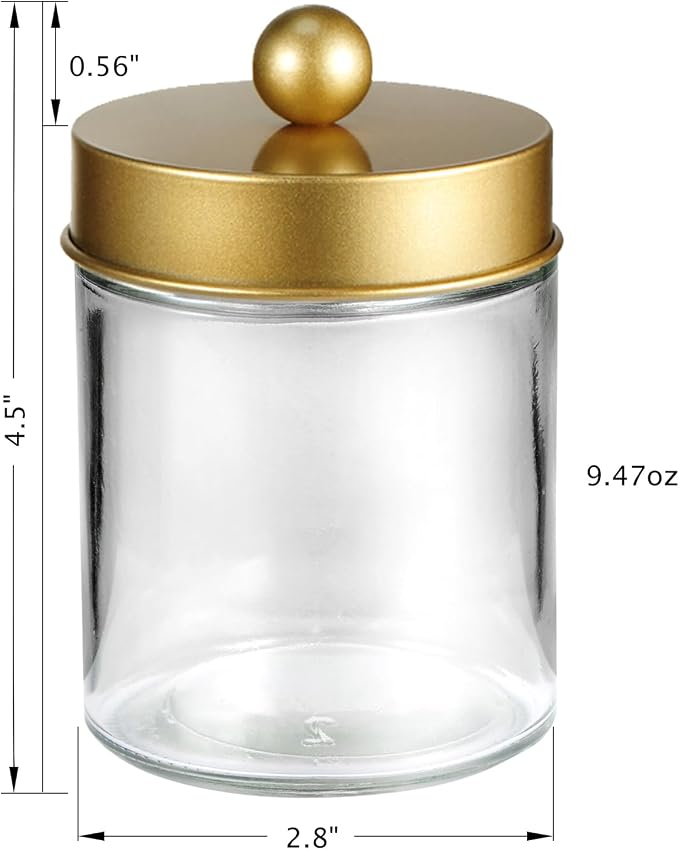 3PC Farmhouse Decor Qtip Holder Apothecary Jars Bathroom Vanity Storage - Image 4