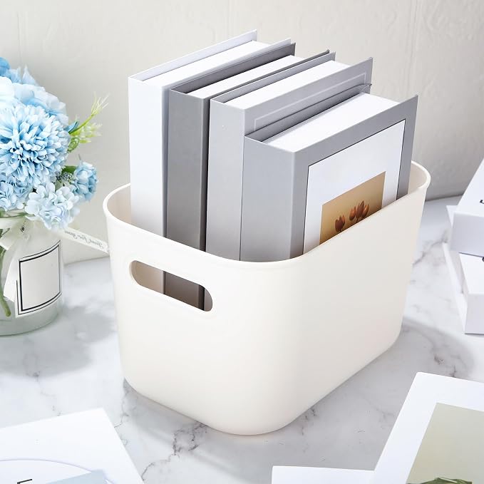Zopeal Plastic Storage Bins 10 Pcs White Pantry Organizer Bins Small Baskets - Image 5