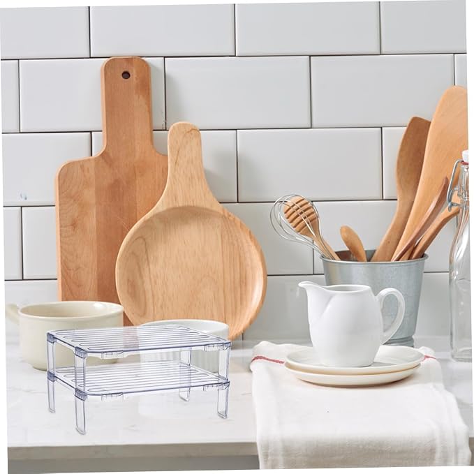 2pcs stacking shelf freezer rack Kitchen Storage Rack foldable cabinet shelf - Image 6