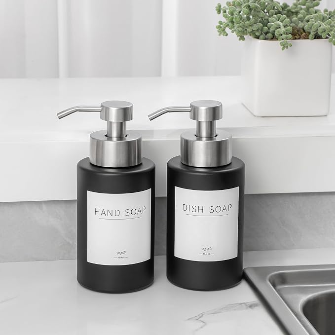 Foaming Soap Dispenser Set, 12 Oz Glass Hand Soap Dispenser - Image 2