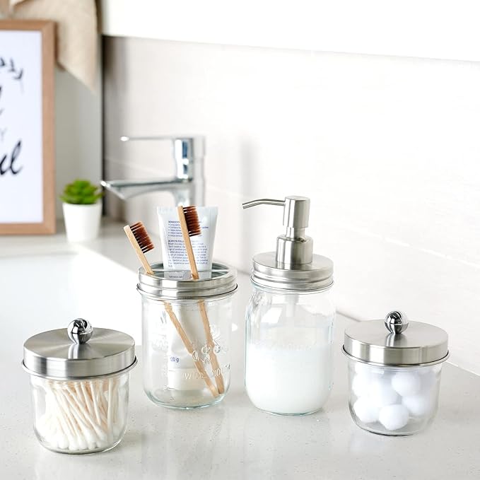 Amolliar Mason Jar Bathroom Accessories Set - Image 6