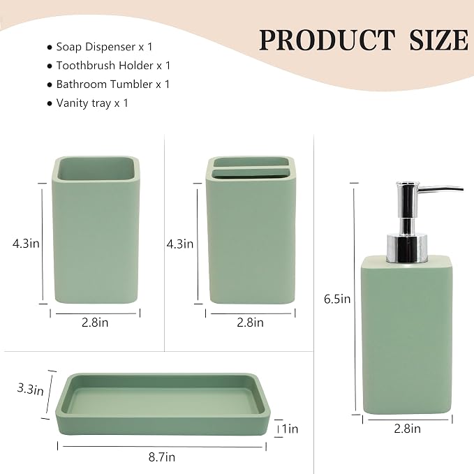 Bathroom Accessories Set, Soap Dispenser, Toothbrush Holder, Qtip Holder Set - Image 7