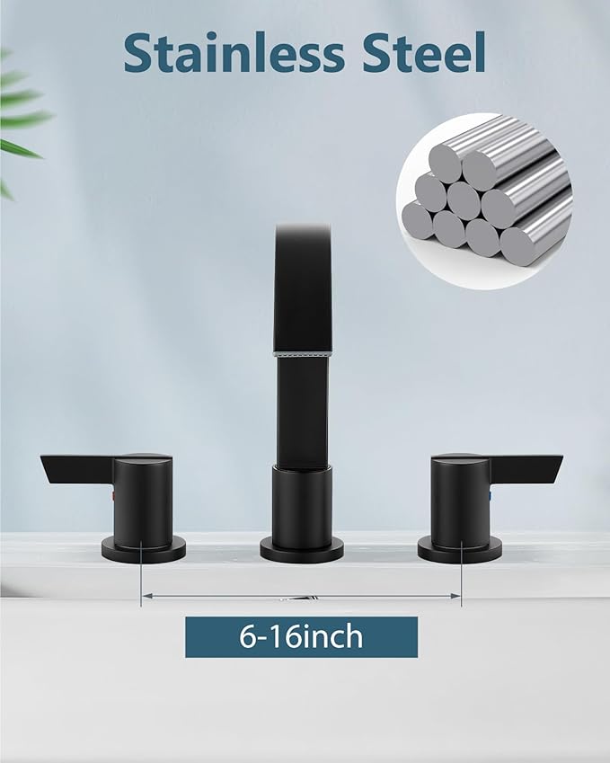 Aolemi Bathroom Faucets 3 Hole, 8 Inch Widespread Waterfall Bathroom Sink Faucet - Image 4