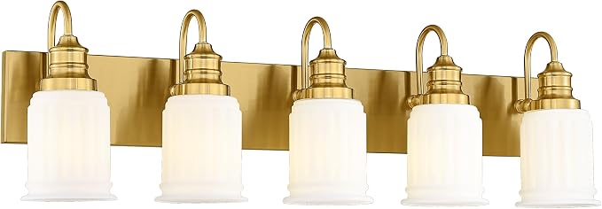 5-Light Bathroom Vanity Light, HWH Brushed Gold Bathroom Lighting Fixtures by HWHINVESTMENT