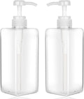 Pump Bottle Dispenser 22oz/650ml Jansburg 2Pack Refillable Square Plastic by Jansburg