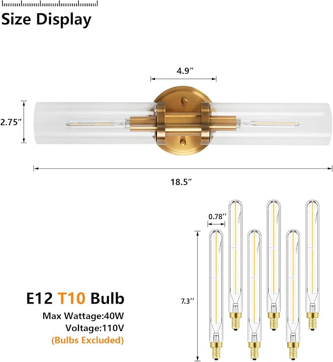 Wall Sconces Set of Two Brushed Brass Gold Sconces Lighting - Image 2