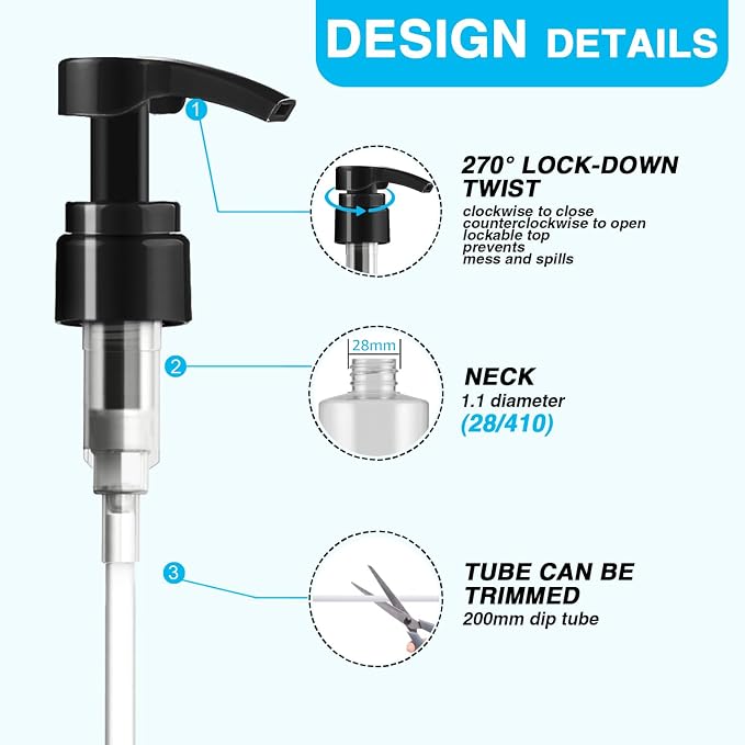 4-Pack Shampoo Pump for Liter 33.8 oz Shampoo and Conditioner Pump Dispenser - Image 5