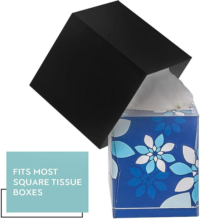 2 Pack Black Tissue Box Cover – Square Tissue Box Holder - Image 6