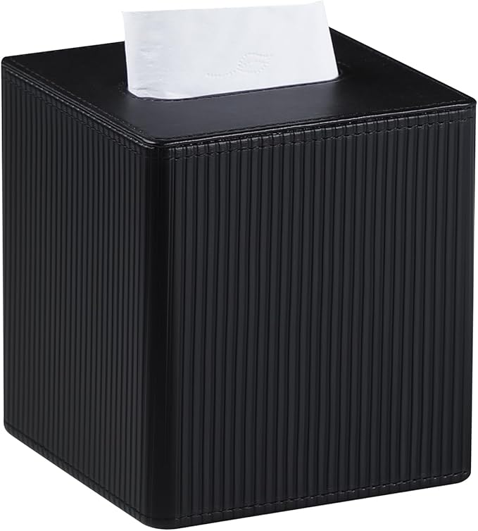 Tissue Box Cover Square with Magnetic Closure, PU Leather Tissue Box Holder by Cretkhp