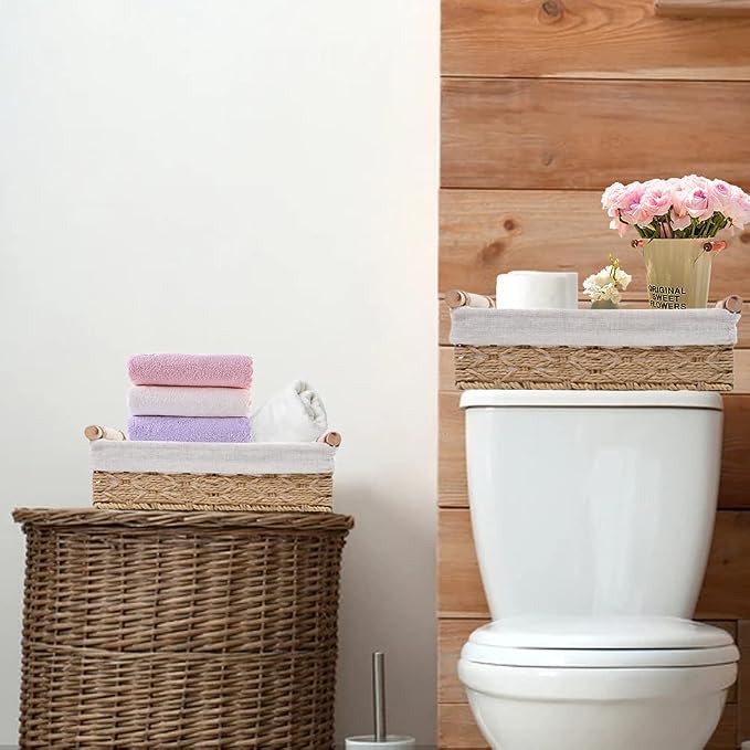 Round Paper Rope Storage Basket, Wicker Baskets - Image 3