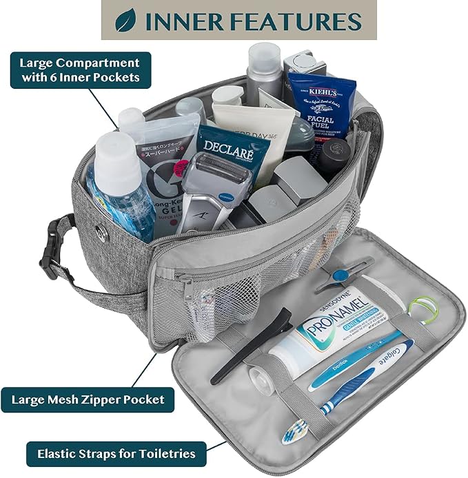 PAVILIA Toiletry Bag for Men, Travel Essentials Shaving Dopp Kit, Mens Travel - Image 2