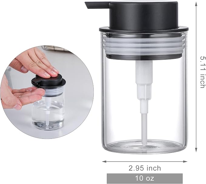 Glass Dish Soap Dispenser, 10 Oz Clear Hand Liquid Bottles - Image 2