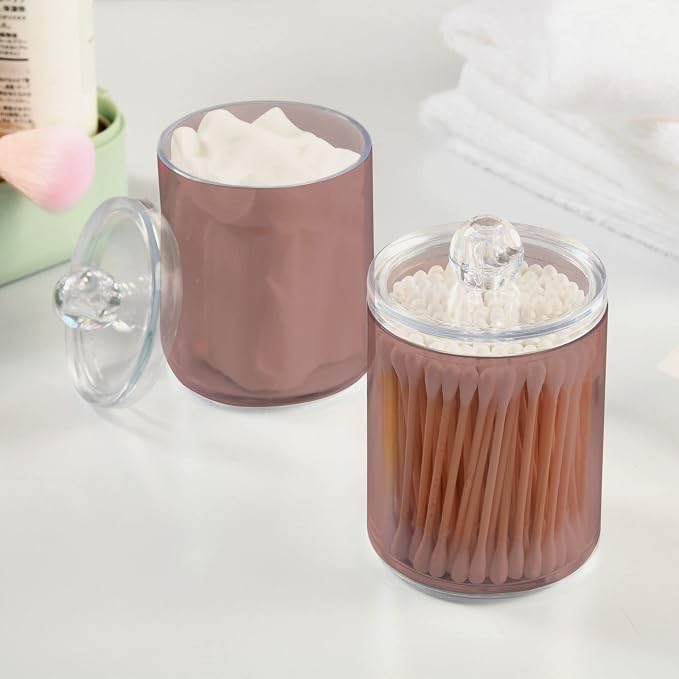 Rosy Brown Qtip Holder Organizer Dispenser Cotton Swabs Cans Plastic Jars - Image 5