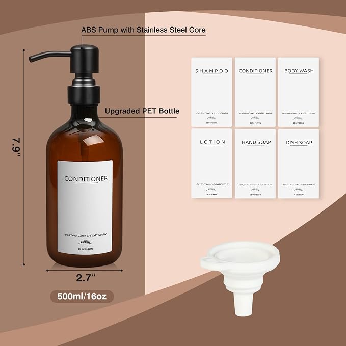 Shampoo and Conditioner Dispenser, 16.9oz Refillable Shampoo and Conditioner - Image 5