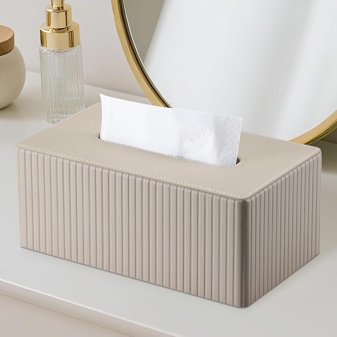 KINGFOM PU Leather Tissue Box Cover Rectangular Tissue Box Holder - Image 3