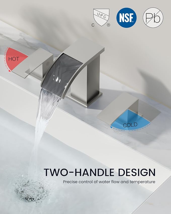 gotonovo Waterfall 8 inch Widespread Bathroom Faucet Set Bathroom Sink Faucet 3 - Image 3
