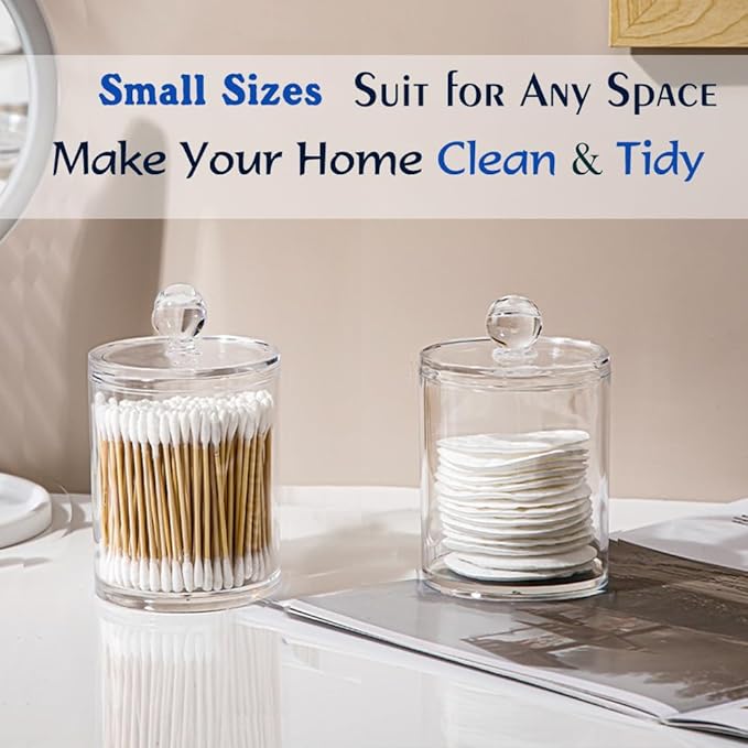 Swab Holder Canisters with Lid, Bathroom Qtip Dispenser Apothecary Jars - Image 5