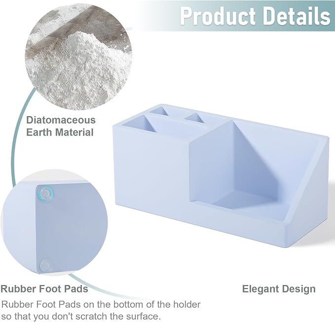 Diatomite Toothbrush Holders for Bathrooms, Quick Dry Electric Tooth Brush and - Image 4