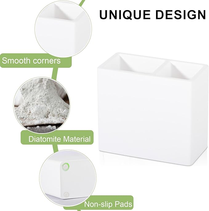 Diatomite Toothbrush Holder 2 Slots Tooth Brush Holder - Image 4
