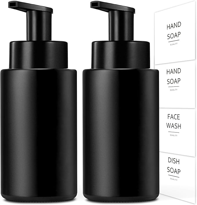 Matte Black Foaming Hand Soap Dispenser, 10 oz/300ml Glass Foam Dispenser by RYTOXILOBrightenUpYourHome