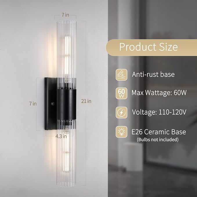 21" Bathroom Vanity Sconces Set of 2, Modern Up Down Wall Decor Set of 2 - Image 2
