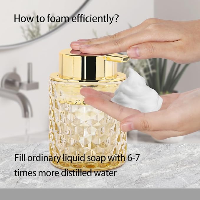 Amber Foaming Soap Dispenser, Glass Soap Dispenser - Image 5