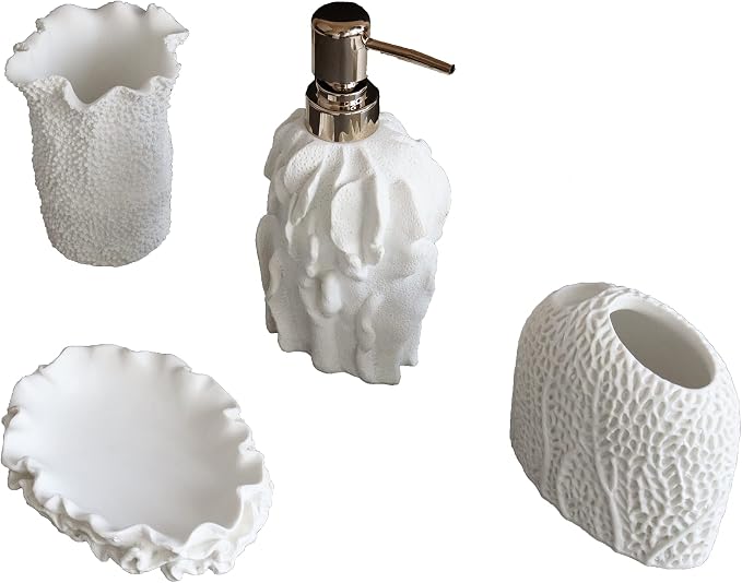 Hymmah Bathroom Accessories Set, Coral Seashell Design Toothbrush Holder - Image 2