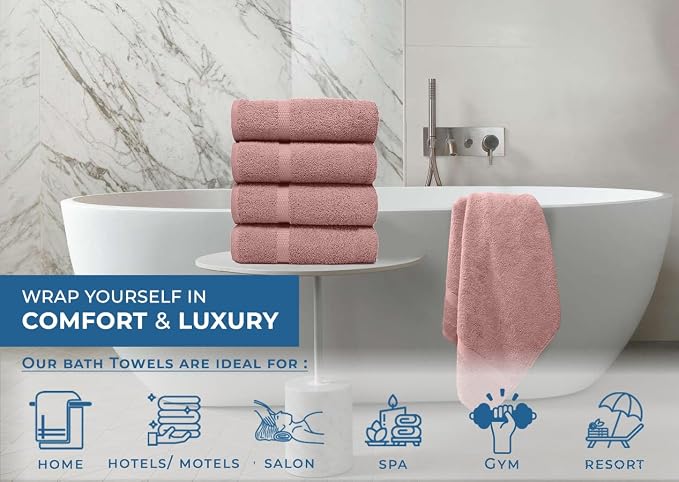 DAN RIVER Bath Towels Set of 4, 27 x 54 Inches, 100% Cotton, Larger & Lighter - Image 5