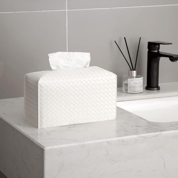 Tissue Box Cover PU Leather Tissue Holder Square Facial Tissue Case Facial - Image 2