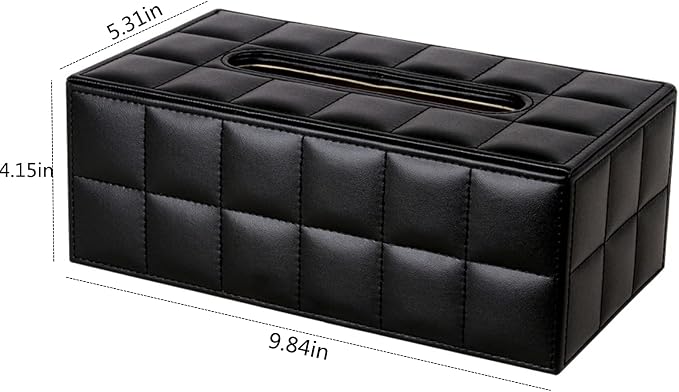 High-end Fashion PU Leather Tissue Box Holder Business Black, Rectangular - Image 2