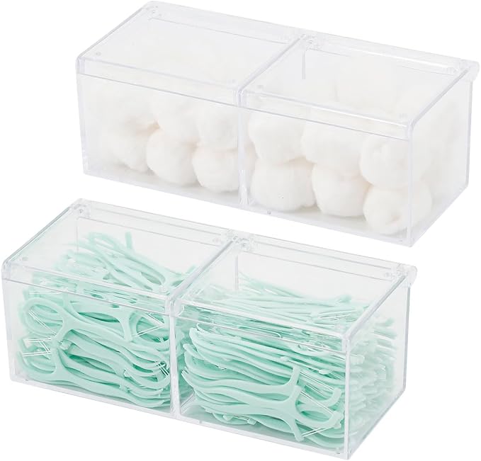 2 Pack Bathroom Container with Divider, Plastic Vanity Storage Canister Jars - Image 7