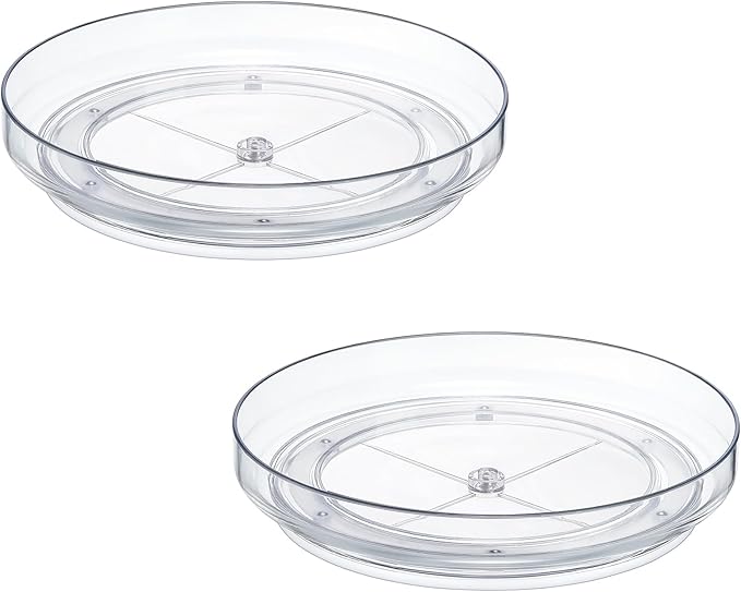 2 Pack, 10 Inch Clear Non-Skid Lazy Susan Organizers by MakeLifeBetterEasier