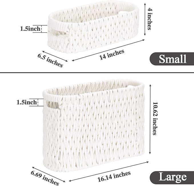 Boho Toilet Paper Storage Baskets, Cotton Rope Woven Bathroom Basket Set of 2 - Image 3
