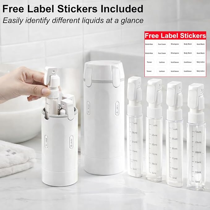4-in-1 Travel Bottles for Toiletries, Travel Pump Bottle，Leak-Proof Shampoo - Image 4
