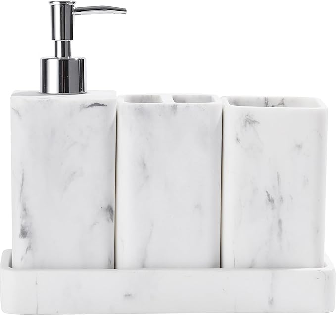Bathroom Accessories Set, Soap Dispenser, Toothbrush Holder, Qtip Holder Set by YMXYJM