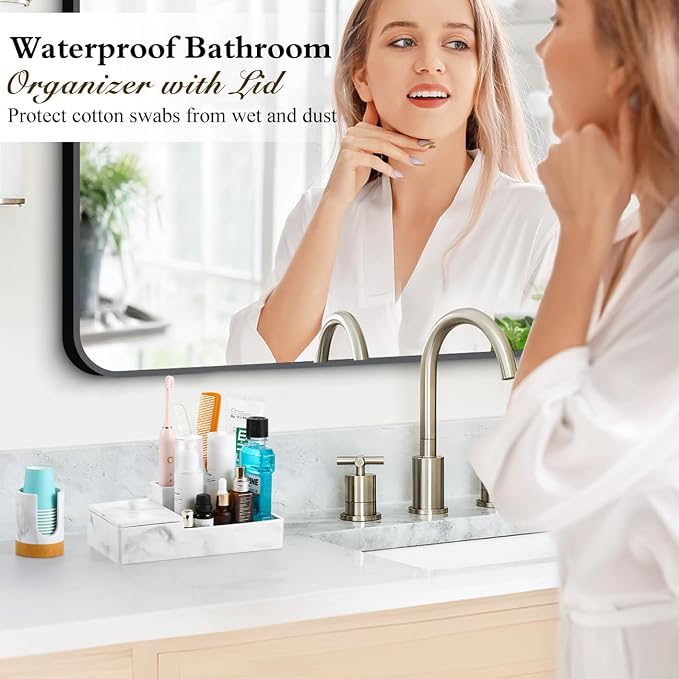Luxspire Bathroom Counter Organizer, Marble Toothbrush Holder - Image 3