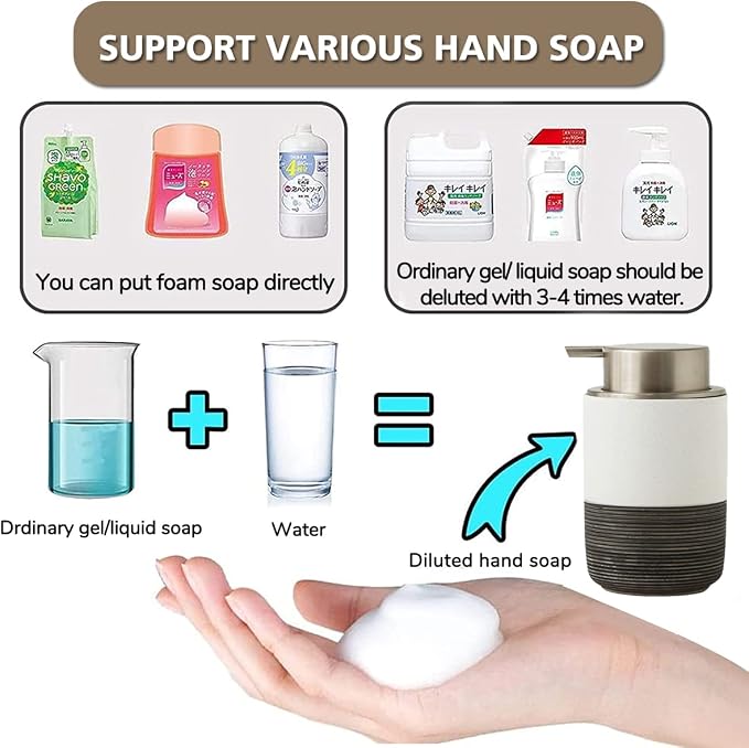 Ceramic Foam Hand Soap Dispenser, 12Oz Countertop Lotion Dispensers - Image 4