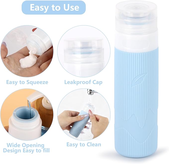 Tbestmax 12 Pack Travel Toiletry Bottles - 3oz Leakproof Silicone Containers - Image 4