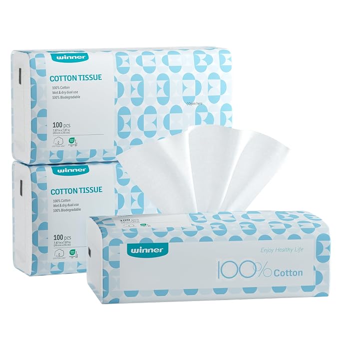 Winner Soft Face Towels, 100% USDA Biobased Facial Towels, Unscented by Winner
