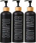 HOMCDALY 16oz 3-Pack Refillable Black Bathroom Shower Set by HOME