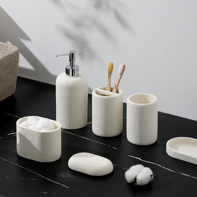 Bathroom Accessories Set, Mouthwash Cup & Toothbrush Holder, Qtip Holder - Image 2