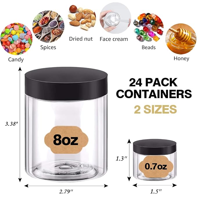 8oz Plastic Jars with Lids 8 oz Plastic Containers with Lids + 20g Sample - Image 3
