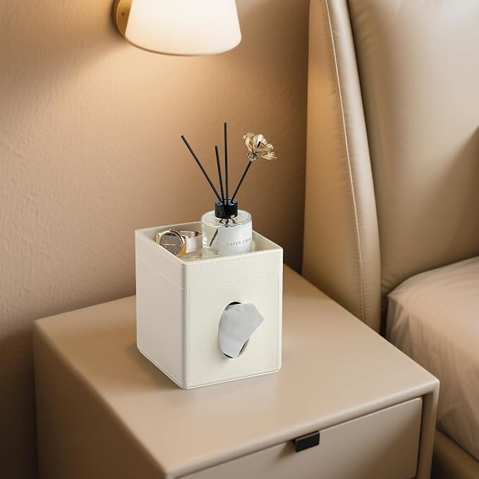 Tissue Box Cover, PU Leather Square Tissue Box Holder - Image 5